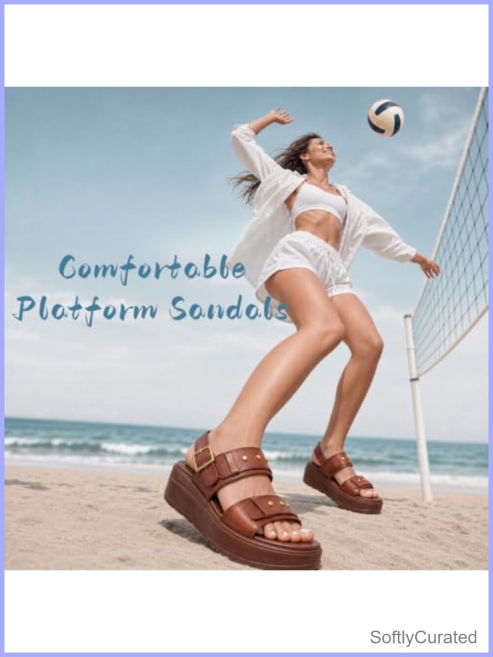 Women's Platform Wedge Sandals Open Toe Ankle Strap Comfortable Summer Shoes - Picture 5 of 6